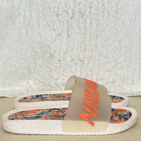 Náutica Womens Orange Tropical Open Toe Slip On Logo Strap Slides Shoes SZ 10 - Picture 1 of 9